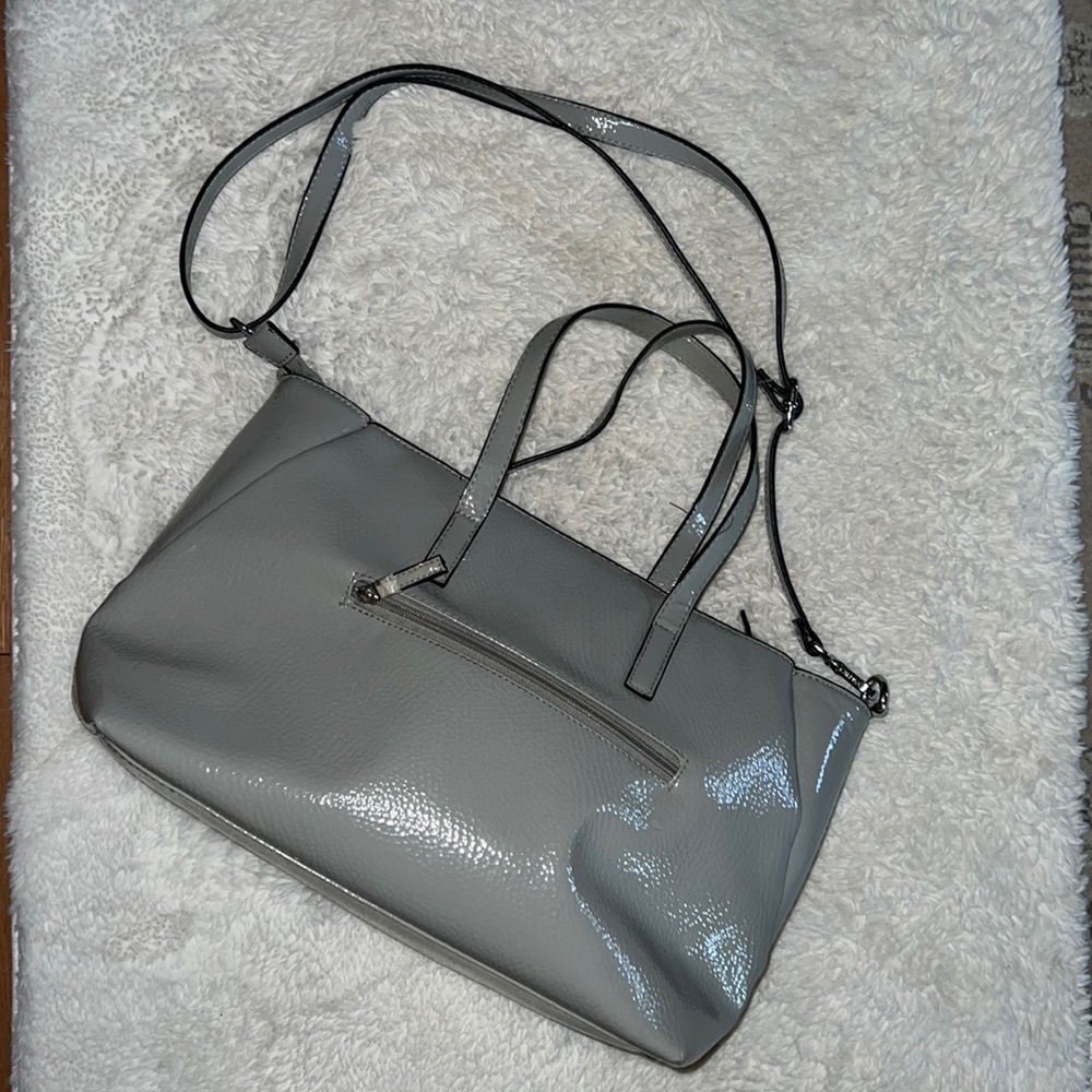 Carpisa Purse bag pocketbook handbag faux gray patent. Used once. Lots of space